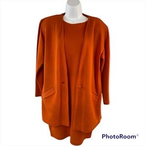 Vintage 80s 2 Piece Nicole Miller Knit Dress & Jacket Large Pure Wool Sh…